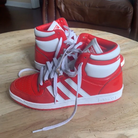 ADIDAS Top Ten RB Better Scarlet sneakers w/velour and patent leather - Size 9 - Picture 5 of 13